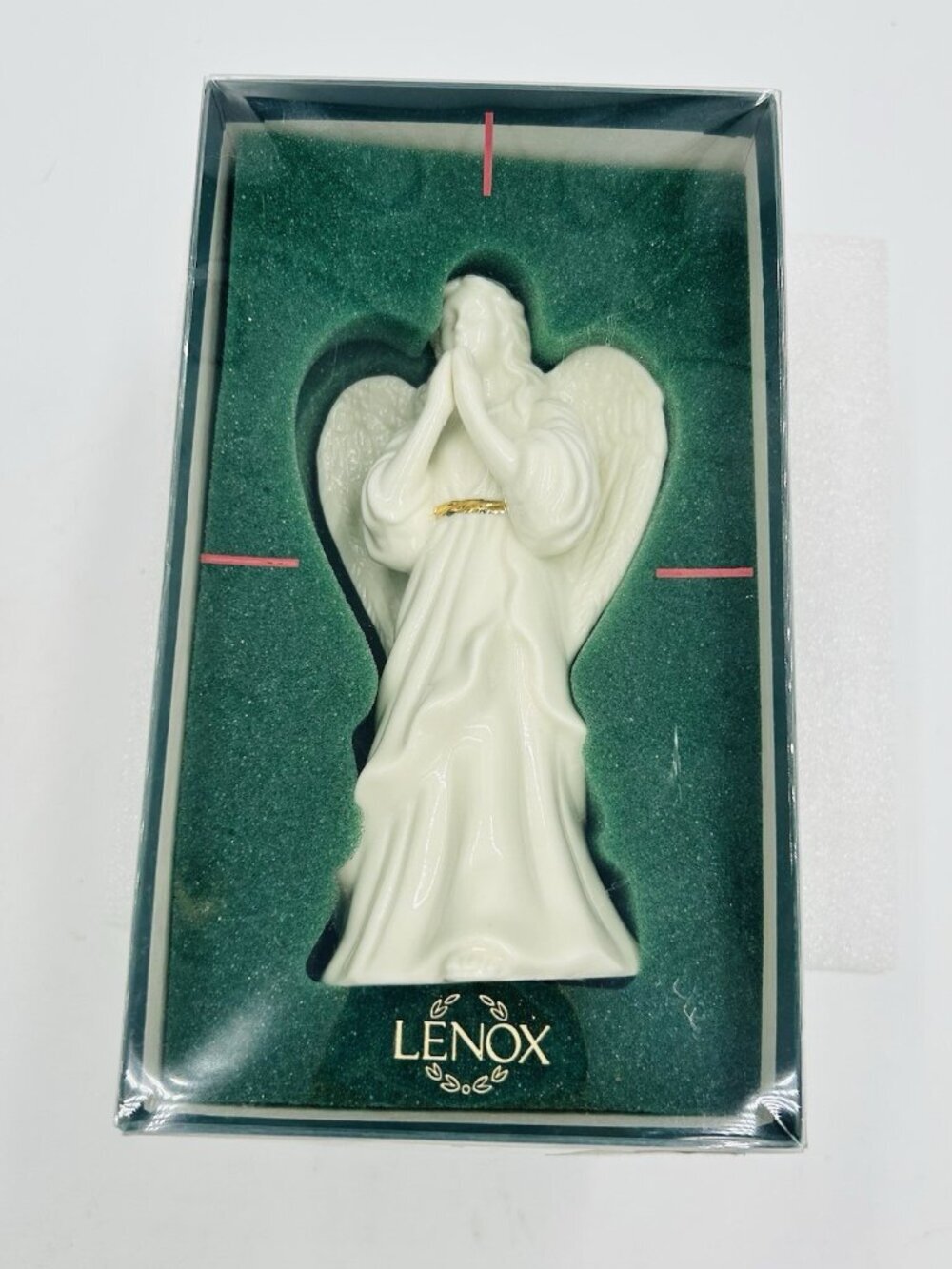 Lenox Praying Angel Porcelain Figurine White with Gold Sash Trim 6" NEW #5575